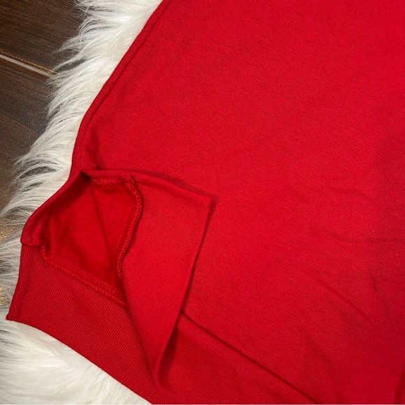 Christmas Sweatshirt Women's XL Red Embroidered  'Tis the Season to be Jolly NWT - Picture 7 of 9